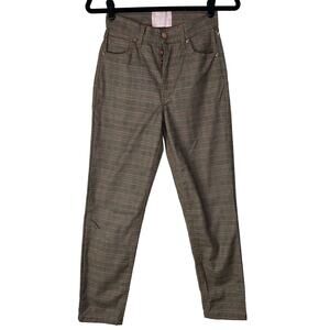Revice Denim Women's 25‎ Pants Brown Plaid Straight Leg EUC